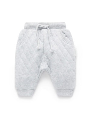 Quilted Track Pants Pale Grey Melange