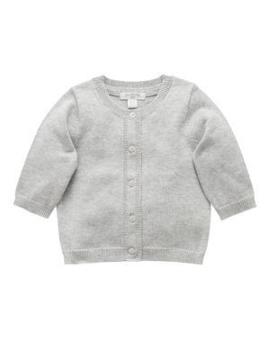 Organic Cotton Basic Cardi Pale Grey Melange