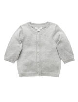 Organic Cotton Basic Cardi Pale Grey Melange