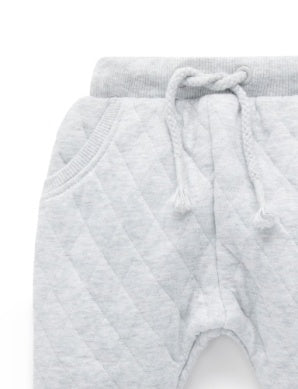 Quilted Track Pants Pale Grey Melange
