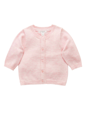 Organic Cotton Basic Cardi Pale Pink Melange