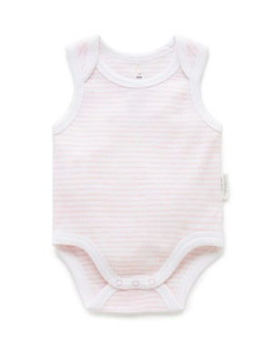Singlet Bodysuit Pale Pink Melange Stripe