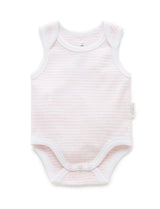 Singlet Bodysuit Pale Pink Melange Stripe
