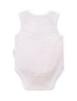 Singlet Bodysuit Pale Pink Melange Stripe