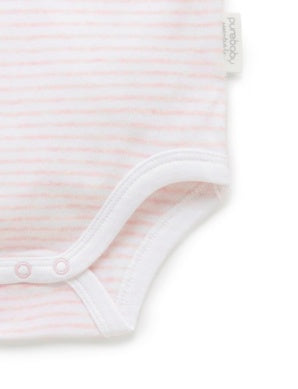 Singlet Bodysuit Pale Pink Melange Stripe