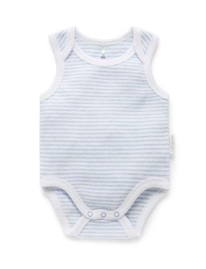 Singlet Bodysuit Pale Blue Melange Stripe
