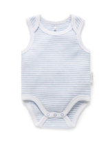 Singlet Bodysuit Pale Blue Melange Stripe