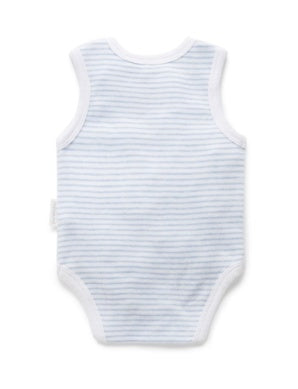 Singlet Bodysuit Pale Blue Melange Stripe