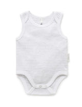 Singlet Bodysuit Pale Grey Melange Stripe