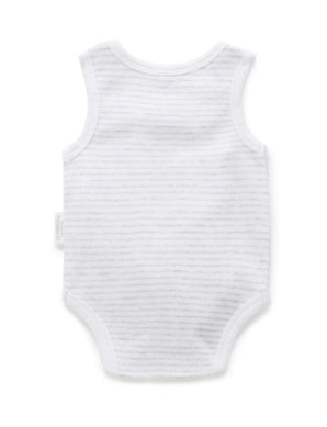 Singlet Bodysuit Pale Grey Melange Stripe