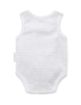 Singlet Bodysuit Pale Grey Melange Stripe