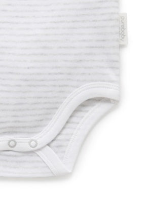 Singlet Bodysuit Pale Grey Melange Stripe