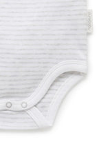 Singlet Bodysuit Pale Grey Melange Stripe