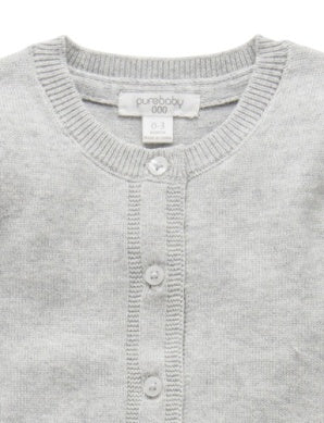 Organic Cotton Basic Cardi Pale Grey Melange
