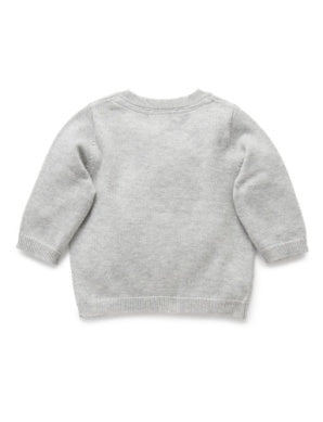 Organic Cotton Basic Cardi Pale Grey Melange