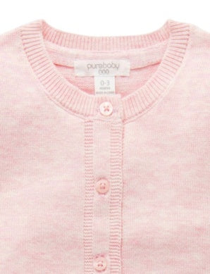 Organic Cotton Basic Cardi Pale Pink Melange