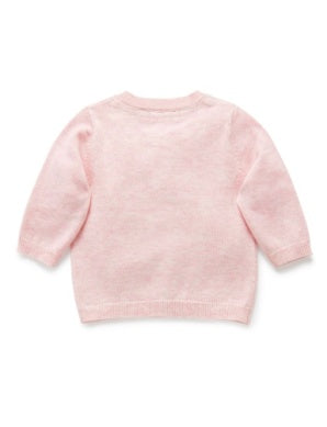 Organic Cotton Basic Cardi Pale Pink Melange