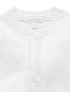 Organic Cotton Basic Cardi White