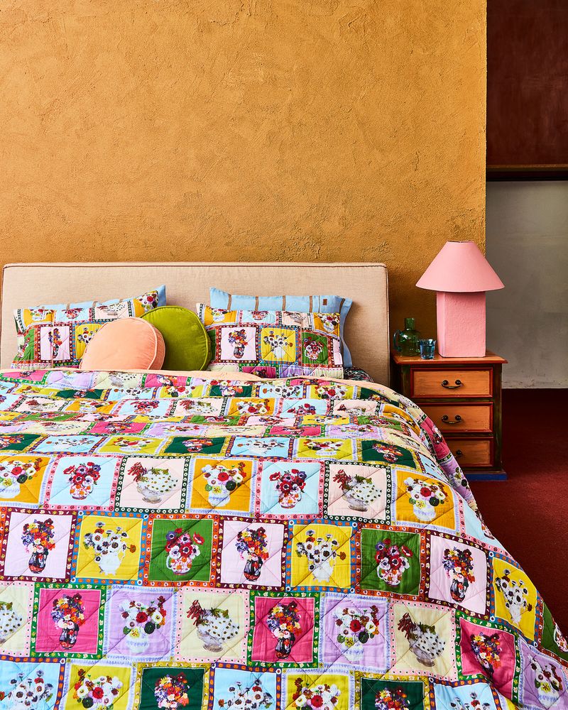Kip&Co x Margaret Preston Margaret's Vase Organic Cotton Quilted Bedspread Large