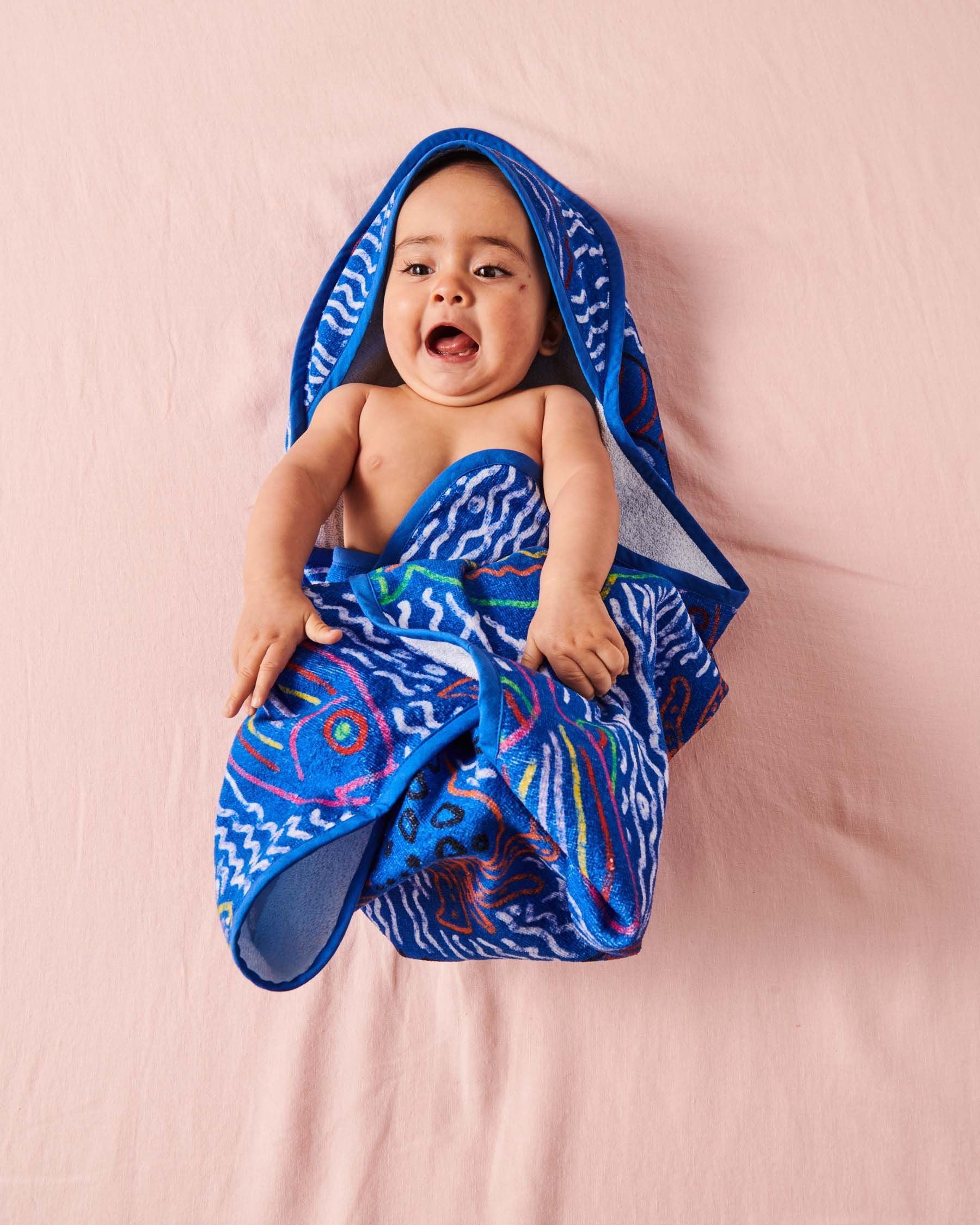 The Deep Blue Printed Terry Baby Towel
