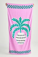 Pot Palm Beach Towel Purple