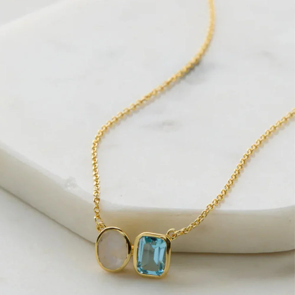 Skylar Necklace - Moonstone/Blue Topaz