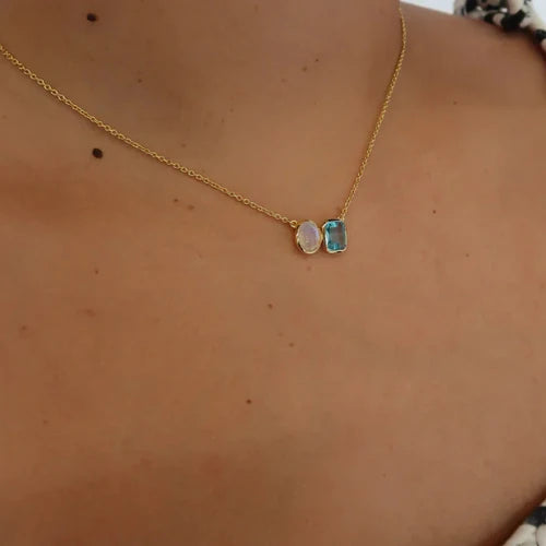 Skylar Necklace - Moonstone/Blue Topaz