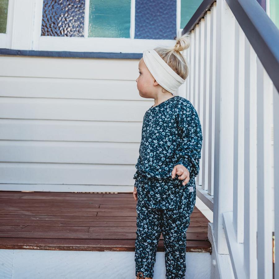 Long Sleeve Top Bamboo Emerald Daisy