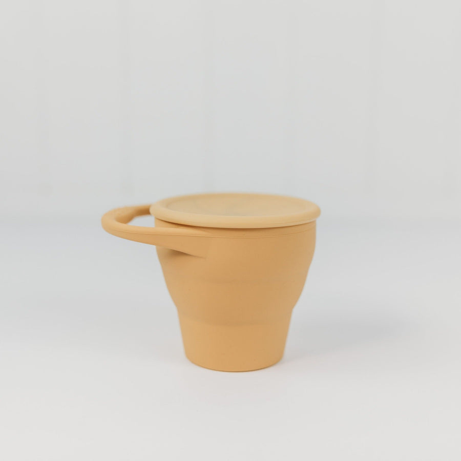 Silicone Snack Cup with Lid -Collapsible - Honey