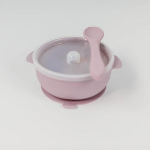 Silicone Bowl with Lid and Spoon - Lilac