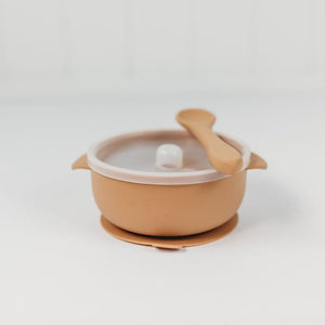 Silicone Bowl with Lid and Spoon - Caramel
