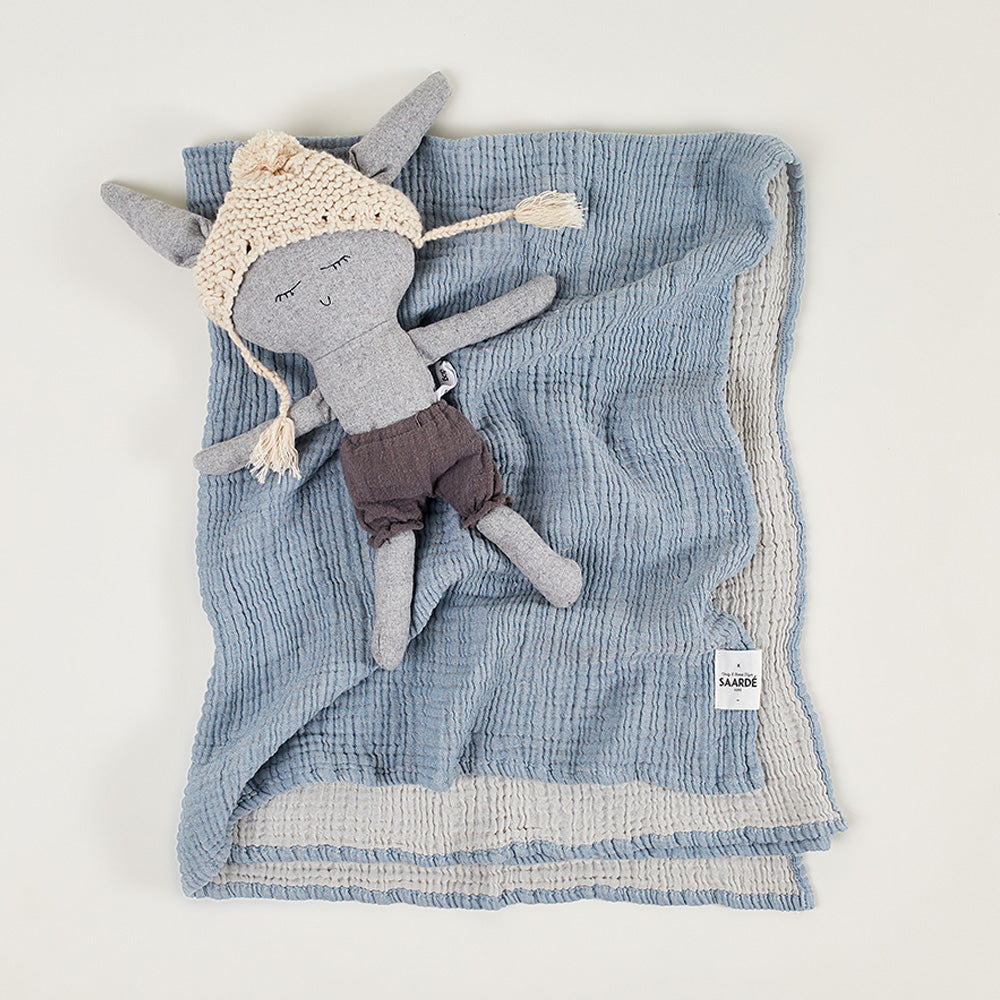 Enes Crinkle Baby Blanket - Storm Blue/Pale Grey