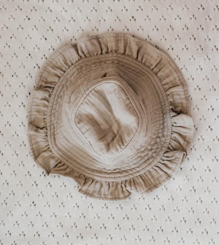 Muslin Frill Sun Hat Oatmeal