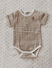 Load image into Gallery viewer, Muslin Bodysuit Rolled Sleeve Oatmeal
