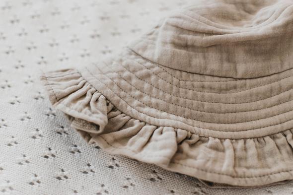 Muslin Frill Sun Hat Oatmeal