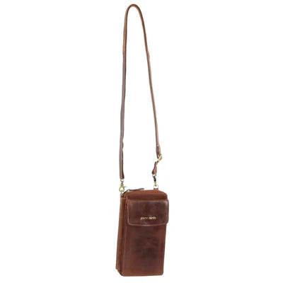 Leather Cross Body Bag/Clutch Cognac