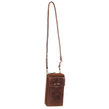 Load image into Gallery viewer, Leather Cross Body Bag/Clutch Cognac
