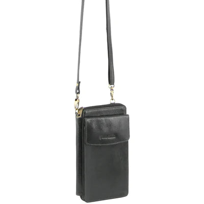 Leather Cross Body Bag/Clutch Black