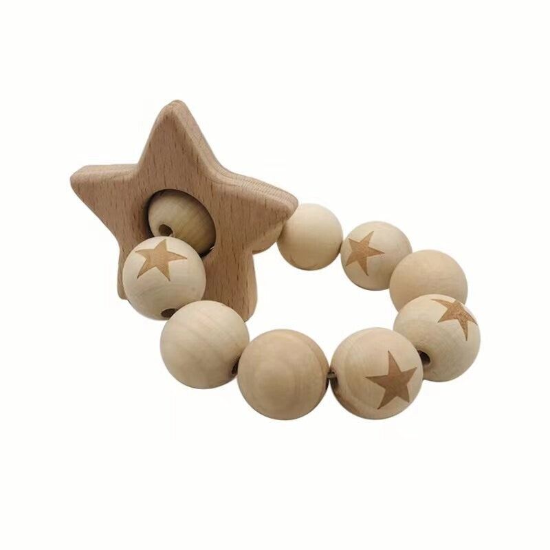 Twinkle Wooden Baby Teether Natural