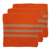 Load image into Gallery viewer, Eco Knitted Orange 3pk Dishcloth

