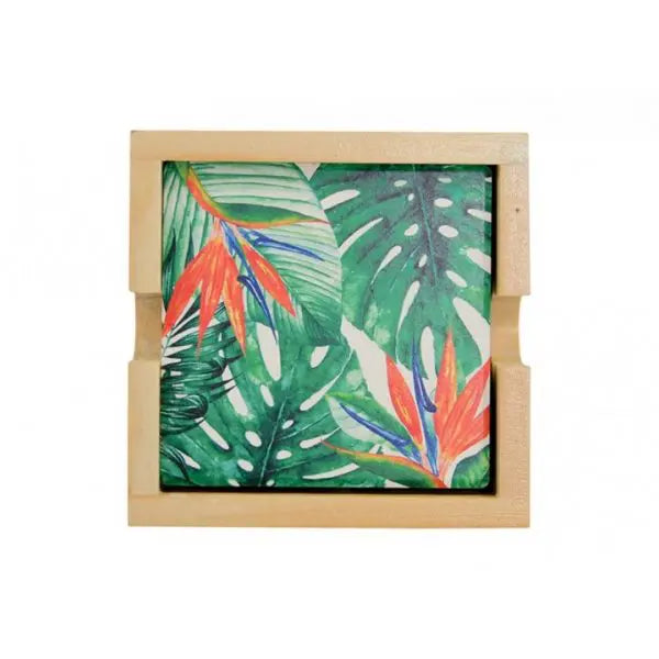 Coaster Set – Ceramic – Tropical Birds