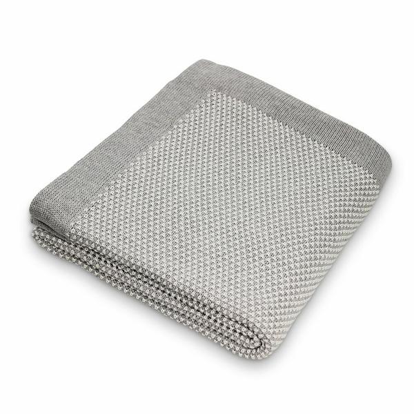 Pixie Waffle Knit Two Tone Cot Blanket - Grey