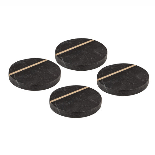 Emerson Black Round 4pk Coaster