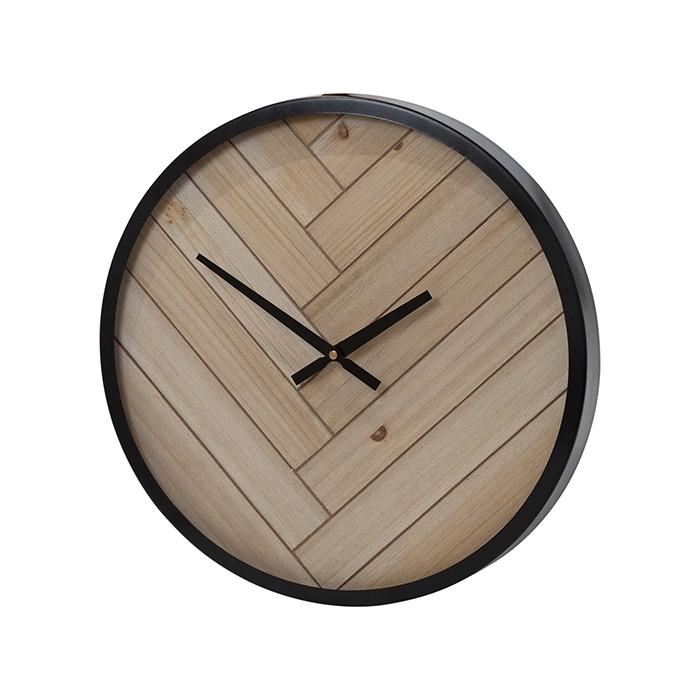 Natural Round Chevron Clock