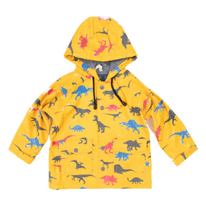 Dino Colour Change Raincoat Mustard
