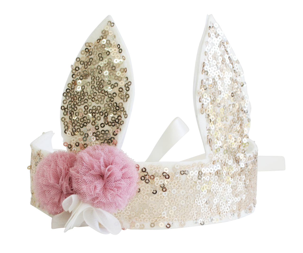 Sequin Bunny Crown Gold