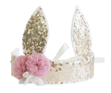 Load image into Gallery viewer, Sequin Bunny Crown Gold
