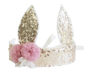 Sequin Bunny Crown Gold