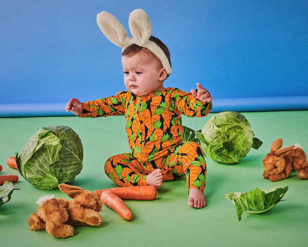 Eat Your Carrots Organic Long Sleeve Zip Romper
