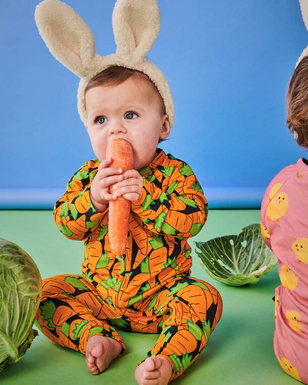 Eat Your Carrots Organic Long Sleeve Zip Romper